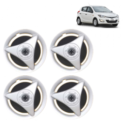 Premium Quality Car Full Wheel Cover Caps Clip Type 13 inches (33.02 cm) (ATR) (Double Colour Silver-Black) For i20