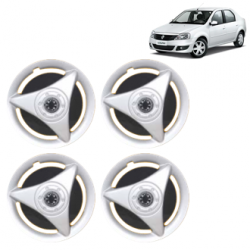 Premium Quality Car Full Wheel Cover Caps Clip Type 13 inches (33.02 cm) (ATR) (Double Colour Silver-Black) For Logan