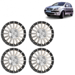 Premium Quality Car Full Wheel Cover Caps Clip Type 13 inches (33.02 cm) (Camry A) (Double Colour Silver-Black) For Getz Prime