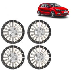 Premium Quality Car Full Wheel Cover Caps Clip Type 13 inches (33.02 cm) (Camry A) (Double Colour Silver-Black) For Polo
