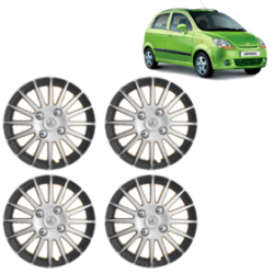 Premium Quality Car Full Wheel Cover Caps Clip Type 13 inches (33.02 cm) (Camry A) (Double Colour Silver-Black) For Spark