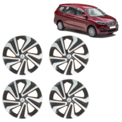 Premium Quality Car Full Wheel Cover Caps Clip Type 13 inches (33.02 cm) (Corona A) (Double Colour Silver-Black) For Ertiga