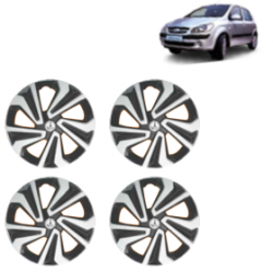 Premium Quality Car Full Wheel Cover Caps Clip Type 13 inches (33.02 cm) (Corona A) (Double Colour Silver-Black) For Getz Prime