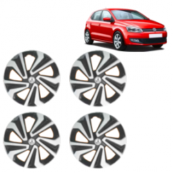Premium Quality Car Full Wheel Cover Caps Clip Type 13 inches (33.02 cm) (Corona A) (Double Colour Silver-Black) For Polo