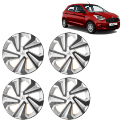 Premium Quality Car Full Wheel Cover Caps Clip Type 13 inches (33.02 cm) (Corona B) (Double Colour Silver-Black) For Figo