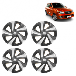 Premium Quality Car Full Wheel Cover Caps Clip Type 13 inches (33.02 cm) (Corona D) (Double Colour Silver-Black) For Alto K-10