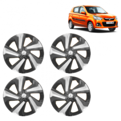 Premium Quality Car Full Wheel Cover Caps Clip Type 13 inches (33.02 cm) (Corona D) (Double Colour Silver-Black) For Alto K-10 New Model