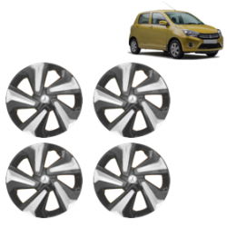 Premium Quality Car Full Wheel Cover Caps Clip Type 13 inches (33.02 cm) (Corona D) (Double Colour Silver-Black) For Celerio
