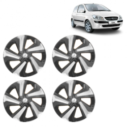 Premium Quality Car Full Wheel Cover Caps Clip Type 13 inches (33.02 cm) (Corona D) (Double Colour Silver-Black) For Getz