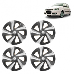Premium Quality Car Full Wheel Cover Caps Clip Type 13 inches (33.02 cm) (Corona D) (Double Colour Silver-Black) For Indica V2