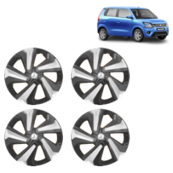 Premium Quality Car Full Wheel Cover Caps Clip Type 13 inches (33.02 cm) (Corona D) (Double Colour Silver-Black) For Wagon R 2019 Onwards Type 5