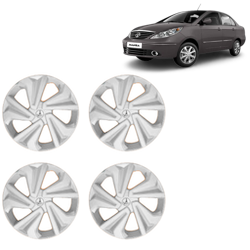 Premium Quality Car Full Wheel Cover Caps Clip Type 13 inches (33.02 cm) (Corona) (Silver) For Indigo Manza