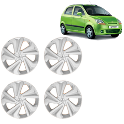 Premium Quality Car Full Wheel Cover Caps Clip Type 13 inches (33.02 cm) (Corona) (Silver) For Spark