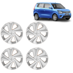 Premium Quality Car Full Wheel Cover Caps Clip Type 13 inches (33.02 cm) (Corona) (Silver) For Wagon R 2019 Onwards Type 5