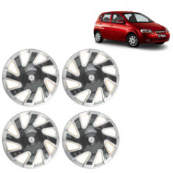 Premium Quality Car Full Wheel Cover Caps Clip Type 13 inches (33.02 cm) (CUBA) (Double Colour Silver-Black) For Aveo U-Va