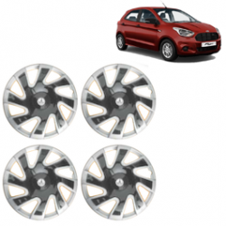 Premium Quality Car Full Wheel Cover Caps Clip Type 13 inches (33.02 cm) (CUBA) (Double Colour Silver-Black) For Figo