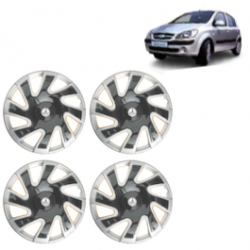 Premium Quality Car Full Wheel Cover Caps Clip Type 13 inches (33.02 cm) (CUBA) (Double Colour Silver-Black) For Getz Prime