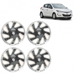Premium Quality Car Full Wheel Cover Caps Clip Type 13 inches (33.02 cm) (CUBA) (Double Colour Silver-Black) For i20