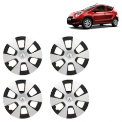 Premium Quality Car Full Wheel Cover Caps Clip Type 13 inches (33.02 cm) (Double Colour Silver-Black) For A-Star