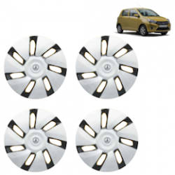 Premium Quality Car Full Wheel Cover Caps Clip Type 13 inches (33.02 cm) (Double Colour Silver-Black) For Celerio