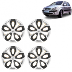 Premium Quality Car Full Wheel Cover Caps Clip Type 13 inches (33.02 cm) (Fury) (Double Colour Silver-Black) For Getz Prime