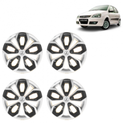 Premium Quality Car Full Wheel Cover Caps Clip Type 13 inches (33.02 cm) (Fury) (Double Colour Silver-Black) For Indica V2