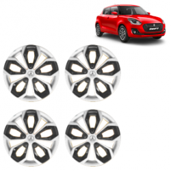 Premium Quality Car Full Wheel Cover Caps Clip Type 13 inches (33.02 cm) (Fury) (Double Colour Silver-Black) For Swift New