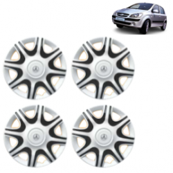Premium Quality Car Full Wheel Cover Caps Clip Type 13 inches (33.02 cm) (Nike A) (Double Colour Silver-Black) For Getz Prime
