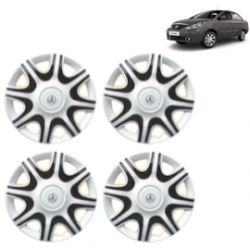Premium Quality Car Full Wheel Cover Caps Clip Type 13 inches (33.02 cm) (Nike A) (Double Colour Silver-Black) For Indigo Manza