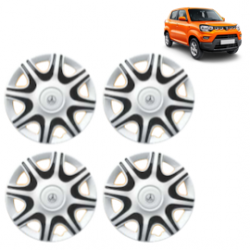 Premium Quality Car Full Wheel Cover Caps Clip Type 13 inches (33.02 cm) (Nike A) (Double Colour Silver-Black) For S-Presso