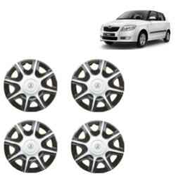 Premium Quality Car Full Wheel Cover Caps Clip Type 13 inches (33.02 cm) (Nike B) (Double Colour Silver-Black) For Fabia
