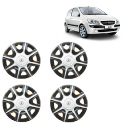 Premium Quality Car Full Wheel Cover Caps Clip Type 13 inches (33.02 cm) (Nike B) (Double Colour Silver-Black) For Getz
