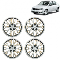 Premium Quality Car Full Wheel Cover Caps Clip Type 13 inches (33.02 cm) (Phoenix) (Double Colour Silver-Black) For Logan