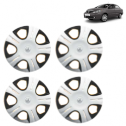 Premium Quality Car Full Wheel Cover Caps Clip Type 13 inches (33.02 cm) (Pirus) (Double Colour Silver-Black) For Indigo Manza
