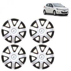 Premium Quality Car Full Wheel Cover Caps Clip Type 13 inches (33.02 cm) (PK) (Double Colour Silver-Black) For i20