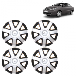 Premium Quality Car Full Wheel Cover Caps Clip Type 13 inches (33.02 cm) (PK) (Double Colour Silver-Black) For Indigo Manza