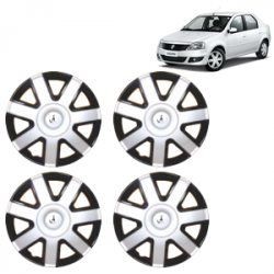 Premium Quality Car Full Wheel Cover Caps Clip Type 13 inches (33.02 cm) (PK) (Double Colour Silver-Black) For Logan