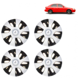 Premium Quality Car Full Wheel Cover Caps Clip Type 13 inches (33.02 cm) (Power) (Double Colour Silver-Black) For Accent Viva