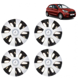 Premium Quality Car Full Wheel Cover Caps Clip Type 13 inches (33.02 cm) (Power) (Double Colour Silver-Black) For Figo