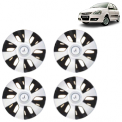 Premium Quality Car Full Wheel Cover Caps Clip Type 13 inches (33.02 cm) (Power) (Double Colour Silver-Black) For Indica V2