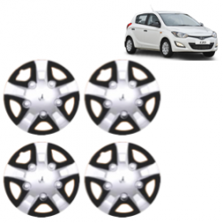Premium Quality Car Full Wheel Cover Caps Clip Type 13 inches (33.02 cm) (Rhino) (Double Colour Silver-Black) For i20