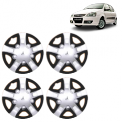 Premium Quality Car Full Wheel Cover Caps Clip Type 13 inches (33.02 cm) (Rhino) (Double Colour Silver-Black) For Indica V2