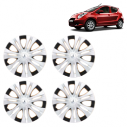 Premium Quality Car Full Wheel Cover Caps Clip Type 13 inches (33.02 cm) (Spider) (Double Colour Silver-Black) For A-Star