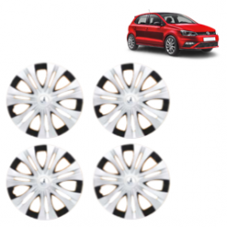 Premium Quality Car Full Wheel Cover Caps Clip Type 13 inches (33.02 cm) (Spider) (Double Colour Silver-Black) For Polo