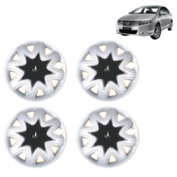 Premium Quality Car Full Wheel Cover Caps Clip Type 13 inches (33.02 cm) (Star) (Double Colour Silver-Black) For City iVTEC Type 5