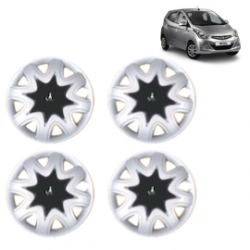 Premium Quality Car Full Wheel Cover Caps Clip Type 13 inches (33.02 cm) (Star) (Double Colour Silver-Black) For Eon 1.0L