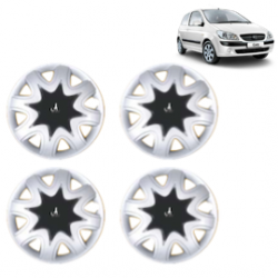 Premium Quality Car Full Wheel Cover Caps Clip Type 13 inches (33.02 cm) (Star) (Double Colour Silver-Black) For Getz