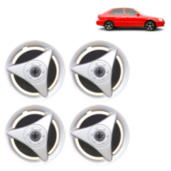 Premium Quality Car Full Wheel Cover Caps Clip Type 13 Inches (ATR) (Double Colour Silver-Black) For Accent Viva