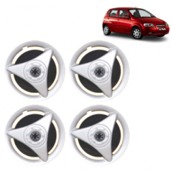 Premium Quality Car Full Wheel Cover Caps Clip Type 13 Inches (ATR) (Double Colour Silver-Black) For Aveo U-Va