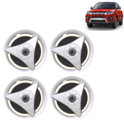 Premium Quality Car Full Wheel Cover Caps Clip Type 13 Inches (ATR) (Double Colour Silver-Black) For Brezza